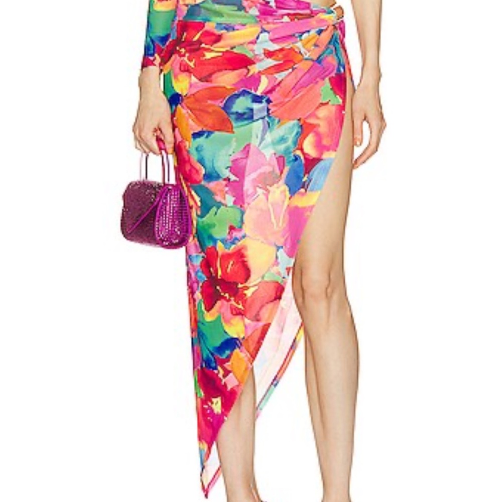 Vibrant Floral Asymmetrical Skirt